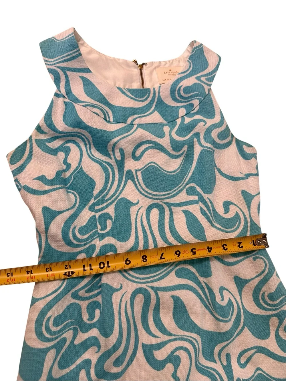 Kate Spade Women’s Blue White Abstract Print Sleeveless Sheath Shift Dress Sz 6